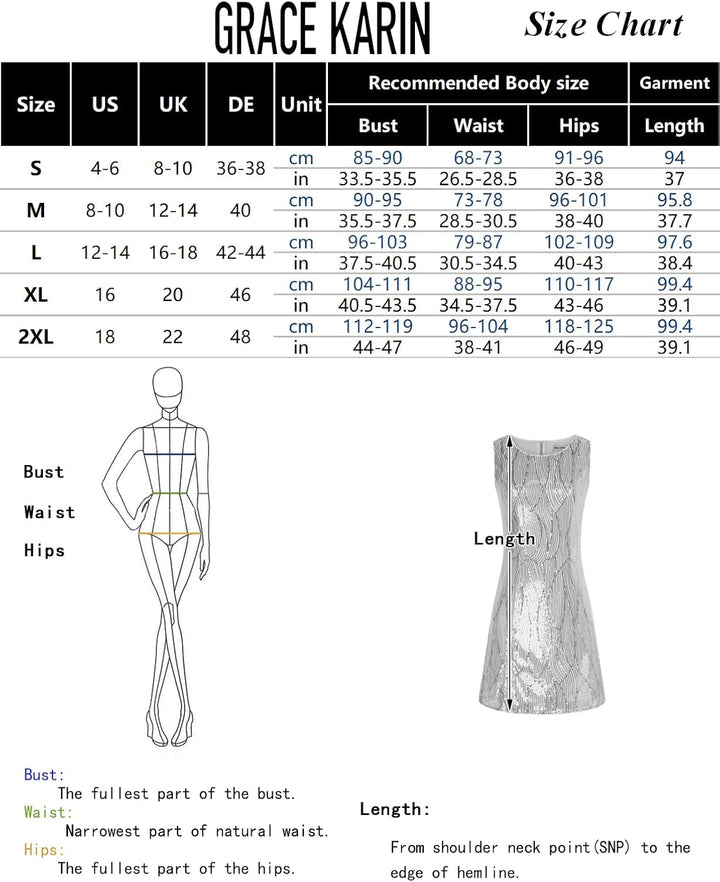 GRACE KARIN Damen Ärmelloses Rundhals Pailletten Cami Kleid Elegant Zweiteiler Tüll Cardigan Abendkl