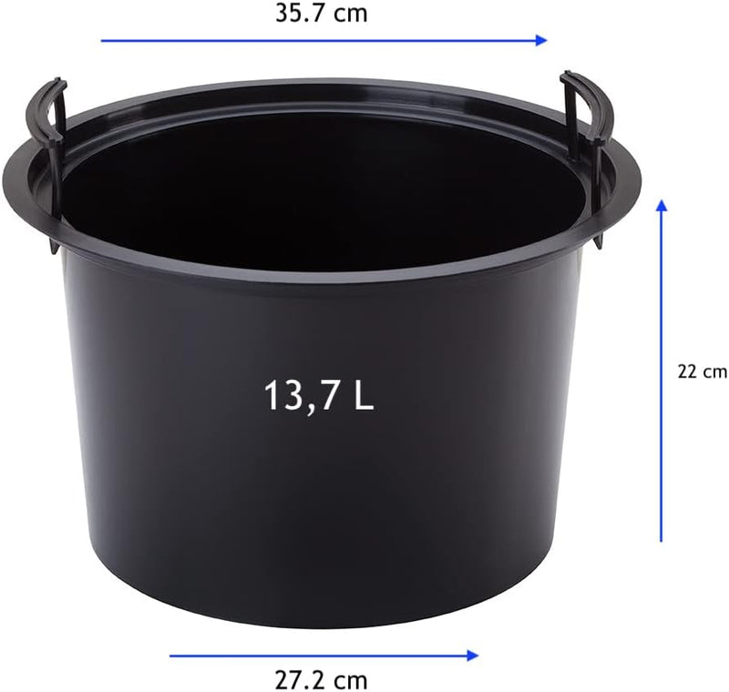 MELTOM Blumentopf mit Bewässerungssystem Rund Hoch 3D Effekt Dekorativ, Farbe: Schwarz, DxH: 39 x 58