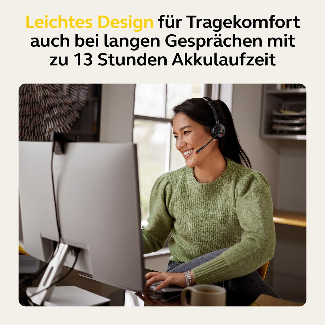 Jabra Engage 55 Schnurloses Stereo-Headset mit DECT-Adapter - Mikrofon mit Geräuschunterdrückung, um