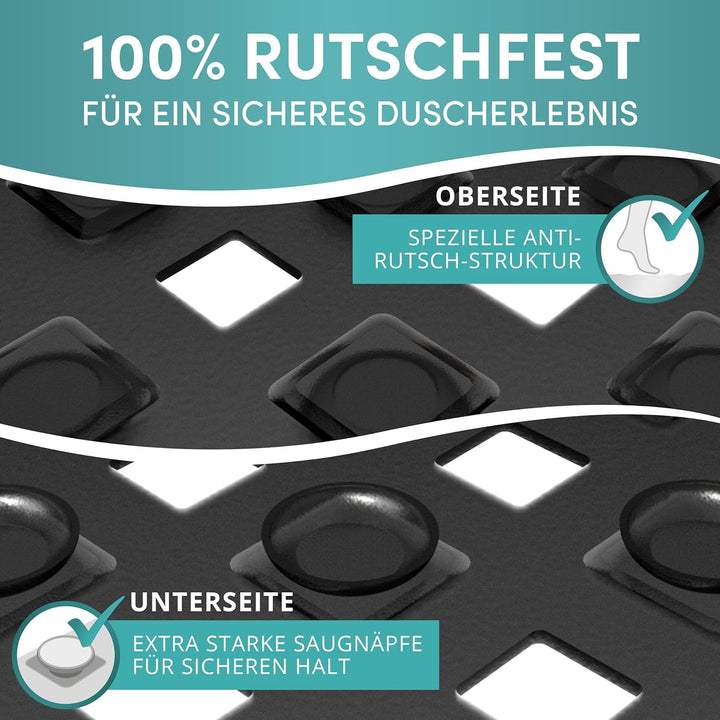 Engelbach® Duschmatte rutschfest 53x53cm - Inklusive Haken zum Aufhängen - 100% BPA-frei - Antirutsc