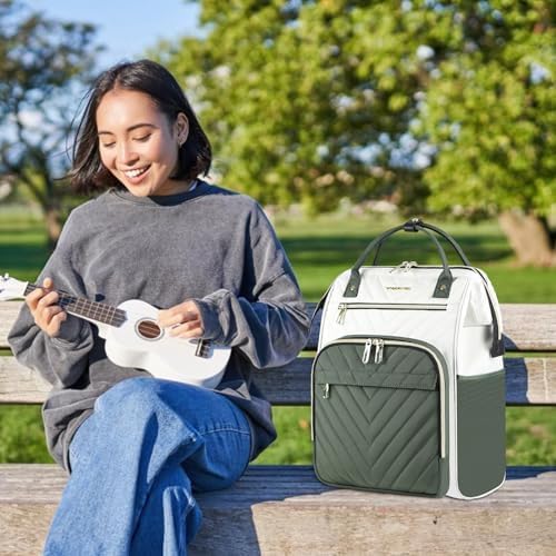 VANKEAN 15.6Zoll Laptop-Rucksack für Damen Herren,Beige-ArmeeGrün Beige-armee Grün 15.6", Beige-arme