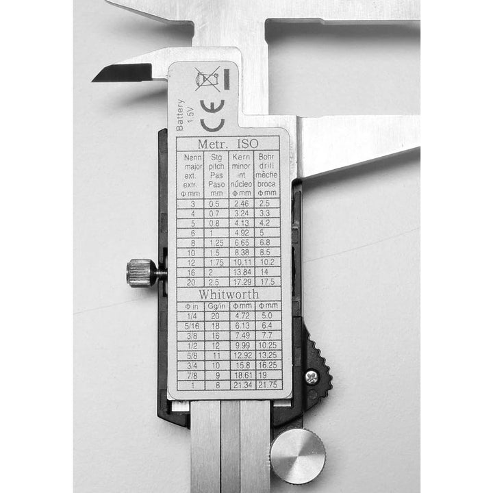 STEINLE 1321 Digital Messschieber 200 mm mit Feststellschraube, Ablesung: 0,01 mm Tiefenmass eckig
