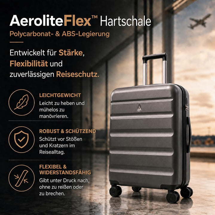 Aerolite ABS Hartschalen Trolley Koffer Reisekoffer mit 4 Rollen Cabin Kabin_handgepäck 55x40x20, Ca