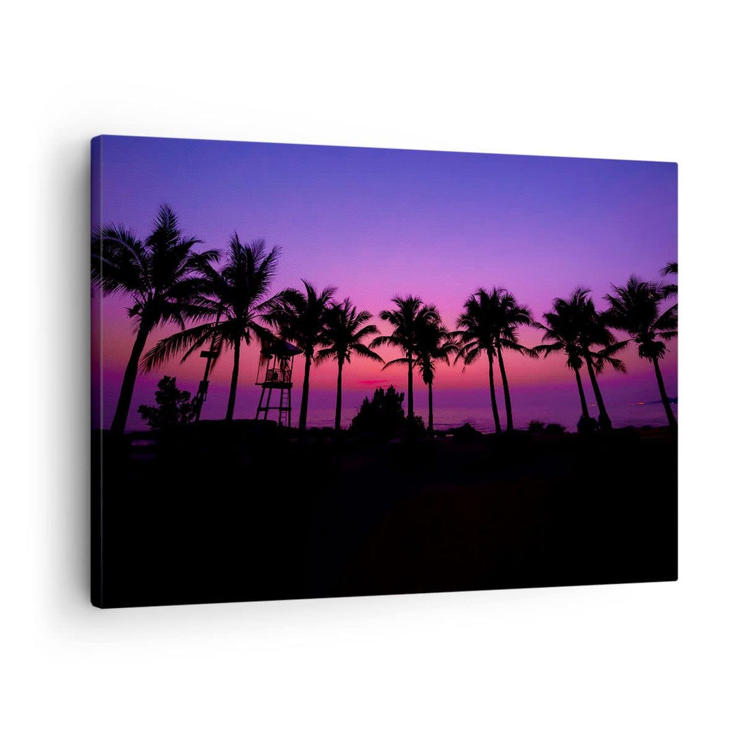 Bilder auf Leinwand Sonnenuntergang dämmerung sonne palme Leinwandbild 70x50cm Wandbilder Dekoration