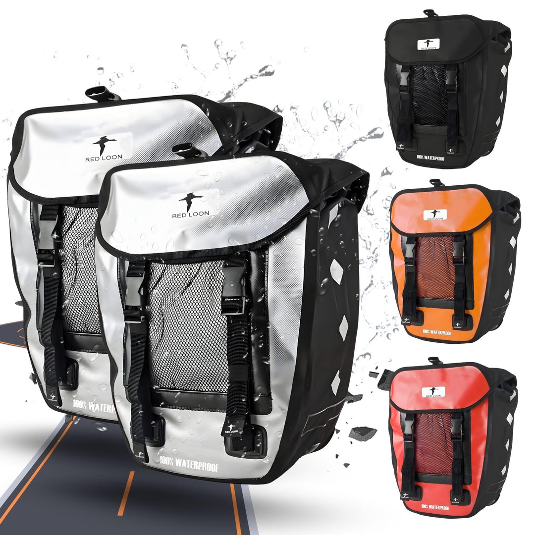 Red Loon 2 x Pro robuste Fahrradtasche aus LKW-Plane – wasserdichte Doppelpacktasche für Gepäckträge