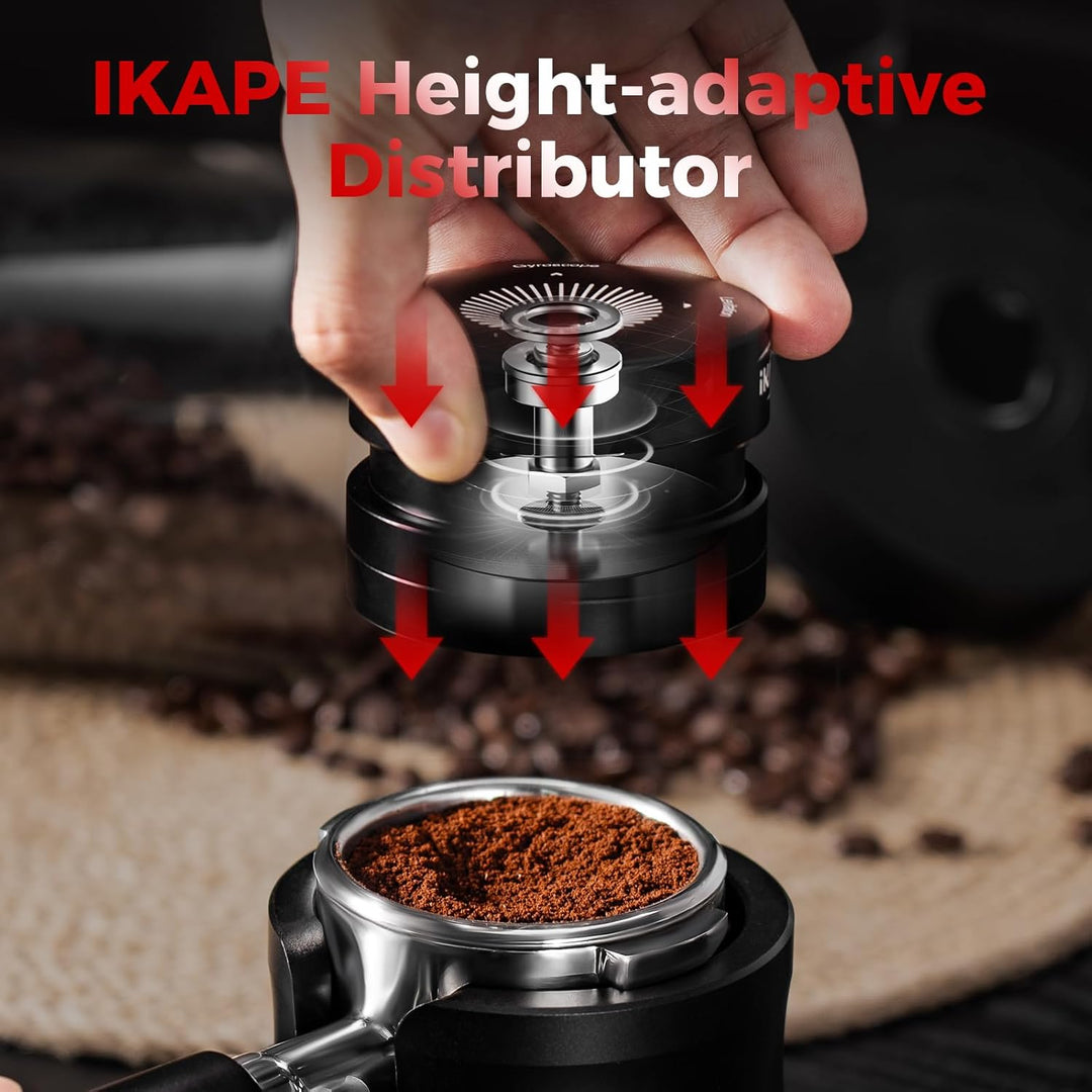 IKAPE 53,3 mm Neuer verbesserter Espresso-Kaffeeverteiler, Kaffee-Doppellager & Hochgeschwindigkeits