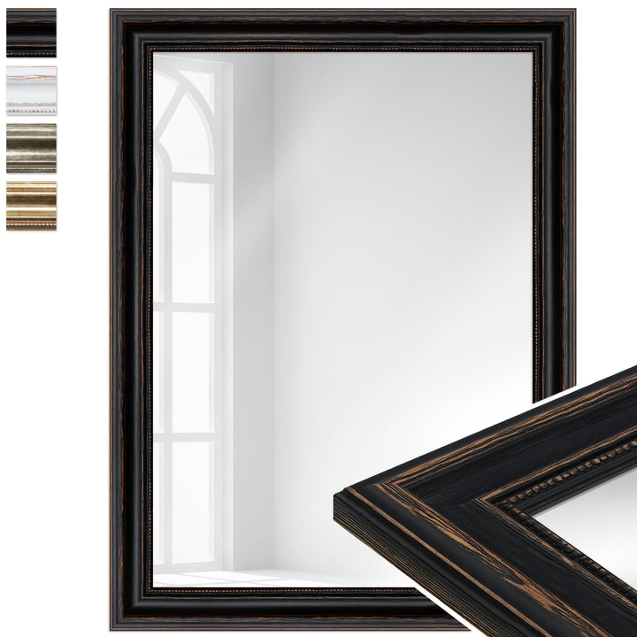 WANDStyle Spiegel Barock und Antik I Aussenmass: 60x80cm I Farbe: Schwarz I schwarzer Wandspiegel au
