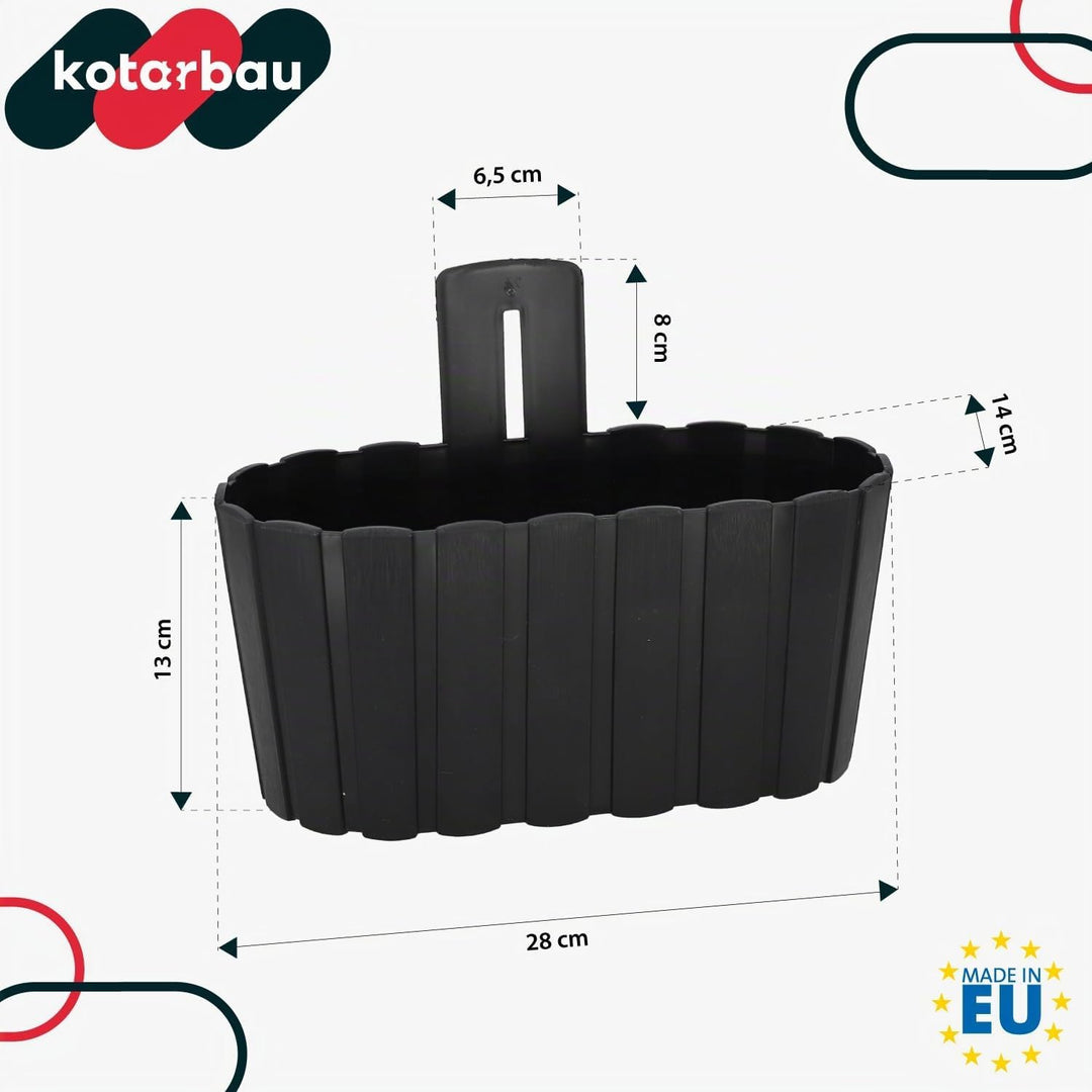 KOTARBAU® 4er Set Blumenkasten Balkon - Wandampel - Blumentopf - 28x14cm H: 13cm Anthrazit - Wandamp