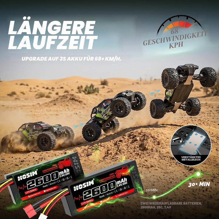 Hosim X09 Brushless RC Auto für Erwachsene, Mini 1:10 70 km/h High Speed 4x4 Offroad RC Truck, schne