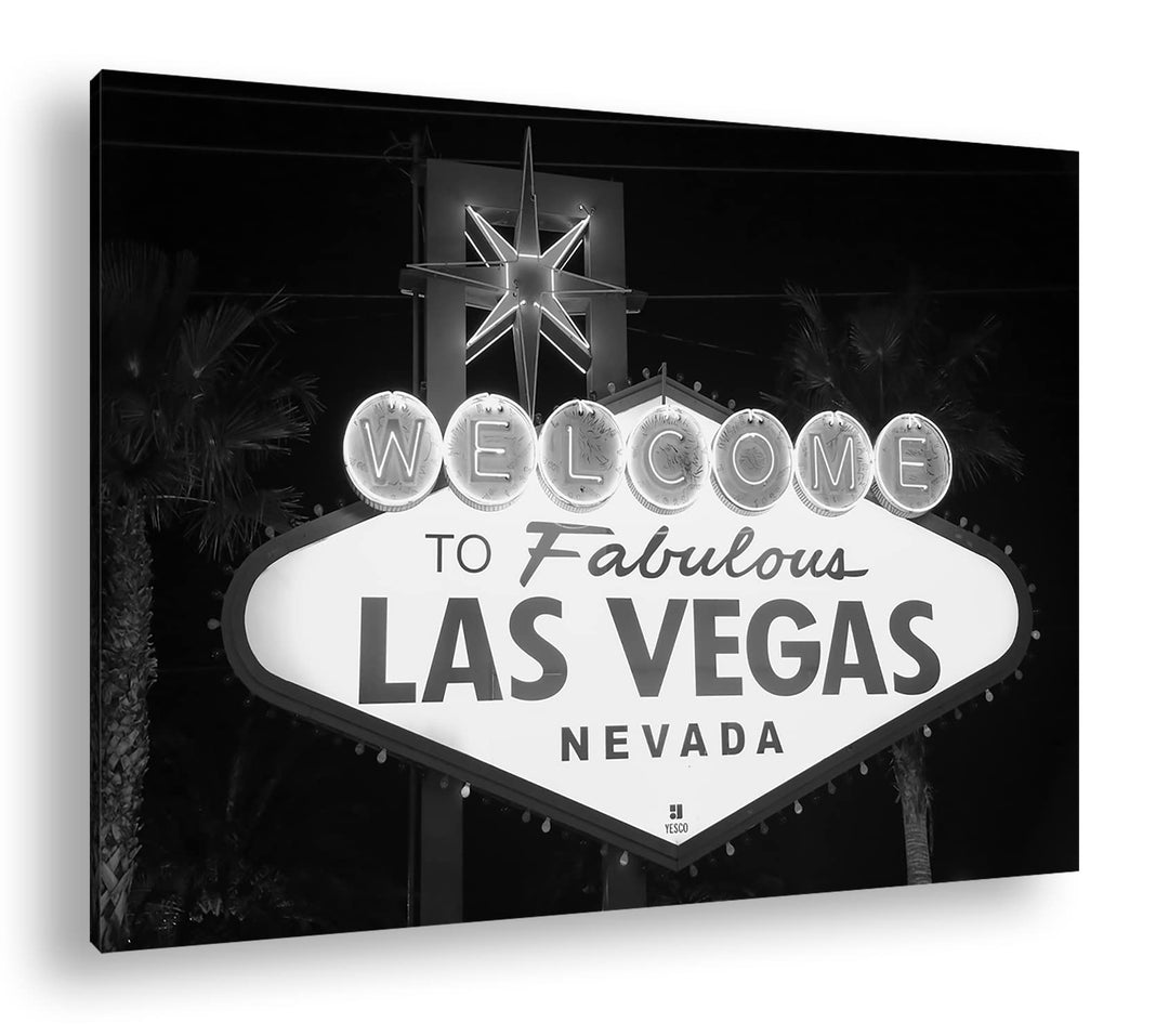 deyoli Las Vegas Strassenschild Format: 80x60 Effekt: Schwarz&amp;Weiss als Leinwandbild, Motiv fertig g