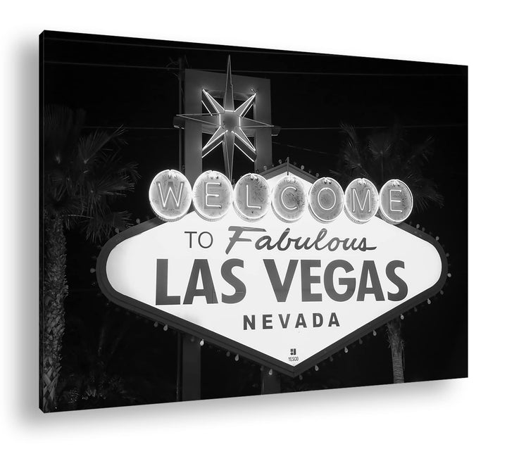 deyoli Las Vegas Strassenschild Format: 80x60 Effekt: Schwarz&amp;Weiss als Leinwandbild, Motiv fertig g