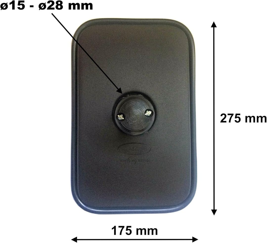 MelTruck® Aussenspiegel Spiegel 275x175 mm Seitenspiegel E20 Modulspiegel ø15-28 mm für Schlepper Tr
