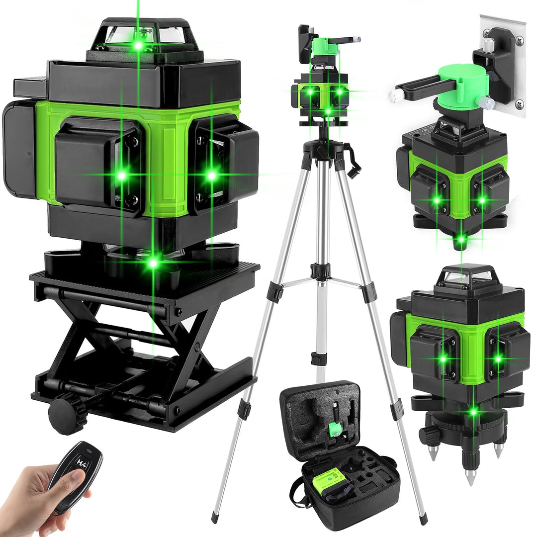 Kreuzlinienlaser mit Stativ, 16 Line Laser Level IP54 Wasserwaage 360° Kreuzlinienlaser Selbstnivell