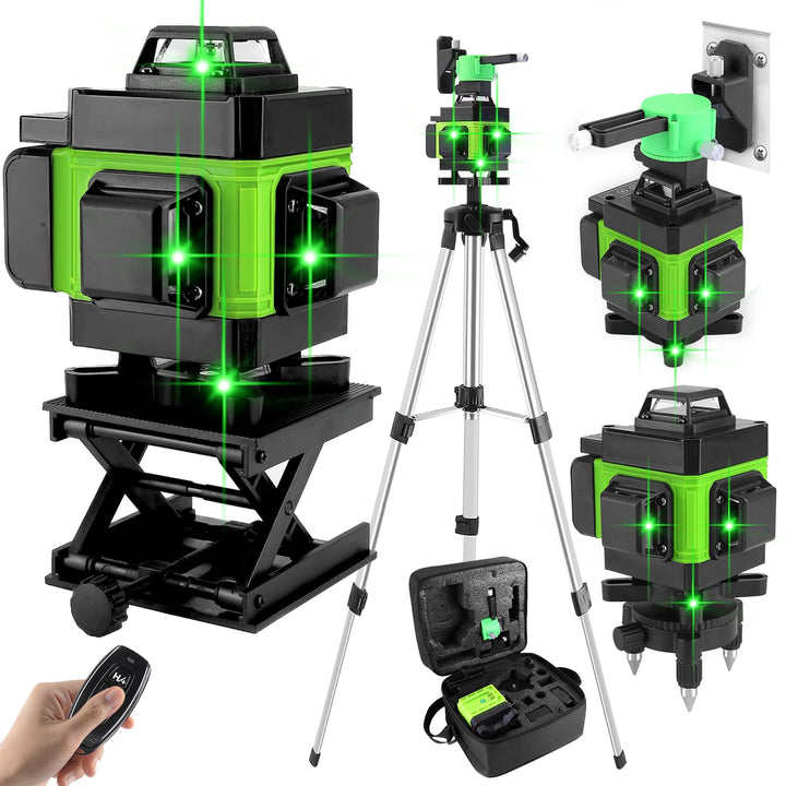 Kreuzlinienlaser mit Stativ, 16 Line Laser Level IP54 Wasserwaage 360° Kreuzlinienlaser Selbstnivell