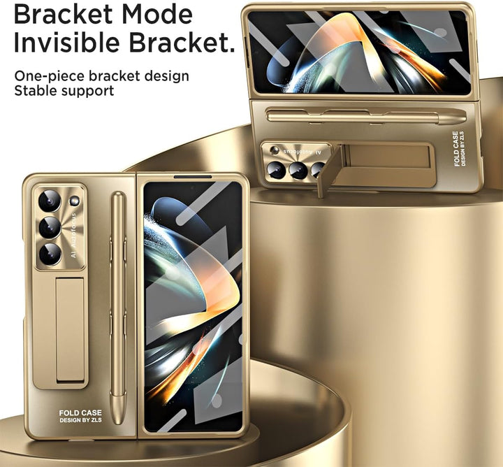 Miimall Hülle Kompatibel mit Samsung Galaxy Z Fold 5 Hülle mit Pen+Stifthalter, Fold 5 Hülle mit Dis