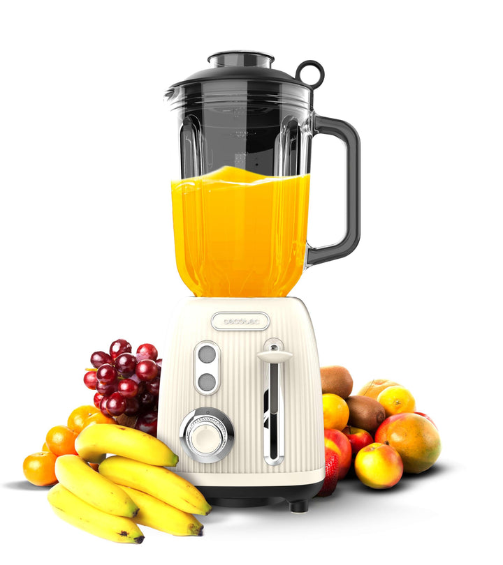 Cecotec Standmixer Retro Power Black Titanium RetroBeige. 1200W Maximale Leistung, 2 Geschwindigkeit