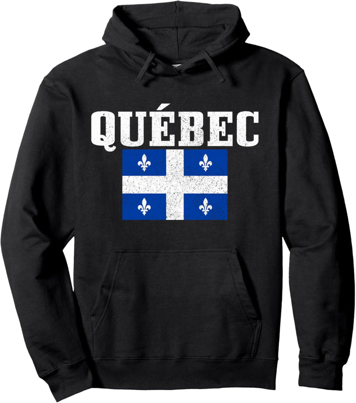 Quebec Kanada Flagge Vintage Pullover Hoodie