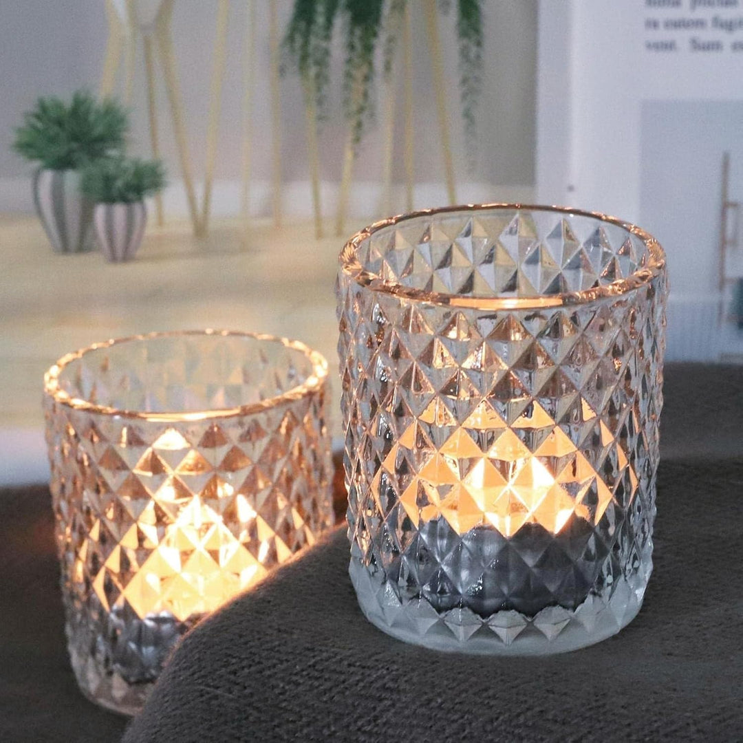 Vohocandle Klare Teelichthalter Glas mit 12, Teelichtgläser Vintage als Raumdekoration, Transparente