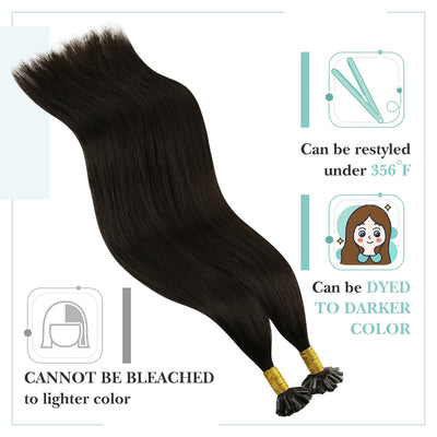 YoungSee Echthaar Extensions Bondings Braun 35cm Bonding Extensions Echthaar 1g Braun Remy Hair Exte