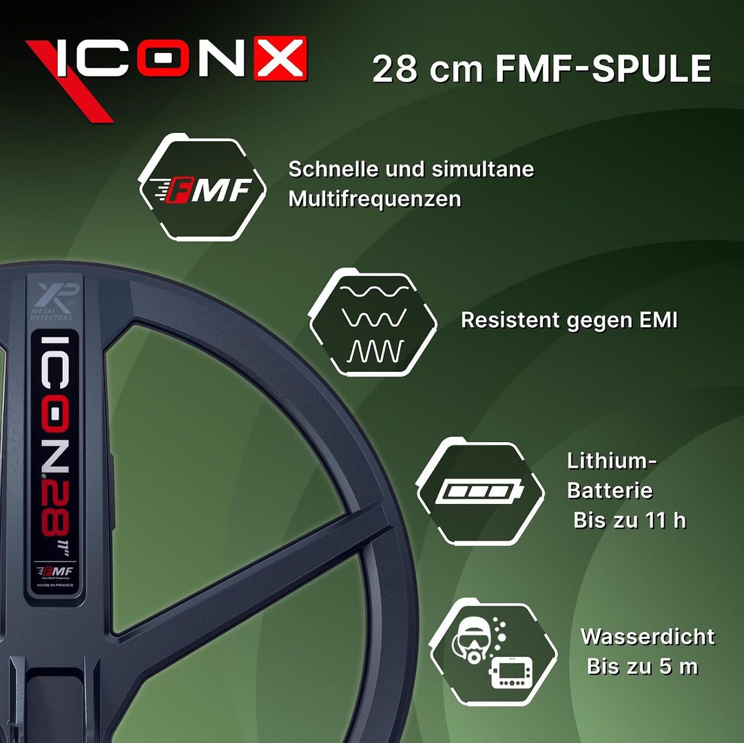 XP Metal Detectors ICONX Adventure Pack - WSAXL Stereo-Kopfhörer, MI-6 Pinpointer, FMF 28cm Suchspul
