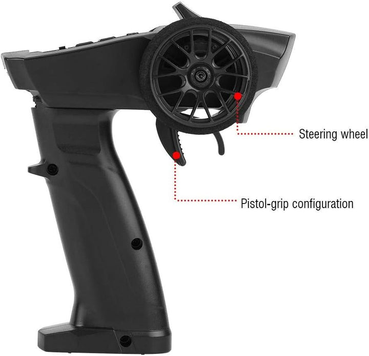 Dilwe RC Sender, 2.4GHZ 3-Kanal-Funkfernsteuerungssender und -empfänger für RC Auto und Boot (91803G