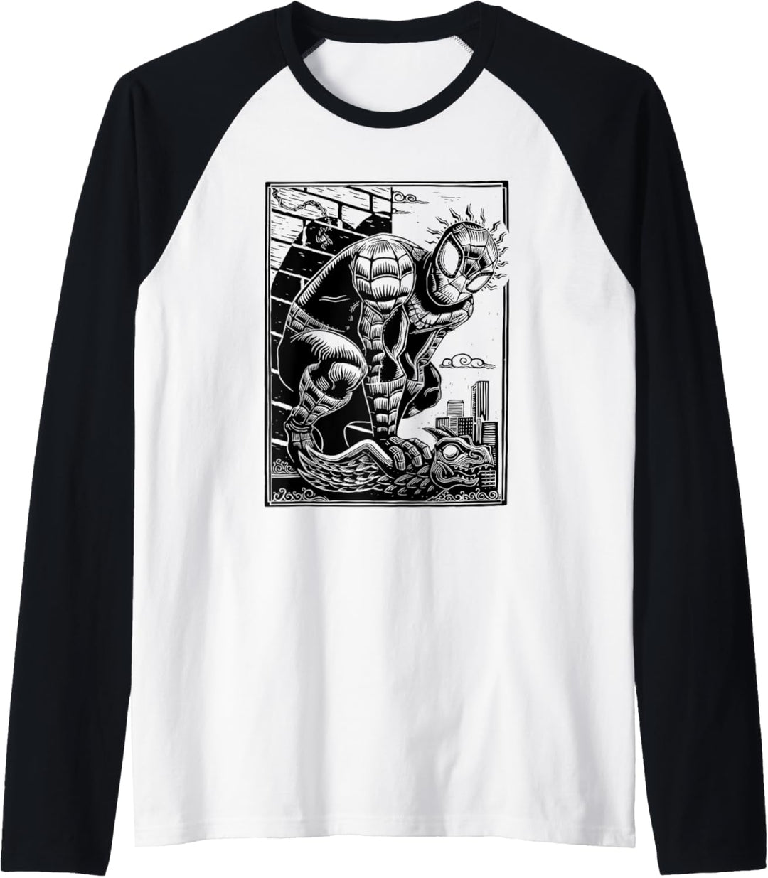 Marvel Spider-Man Linocut White Raglan