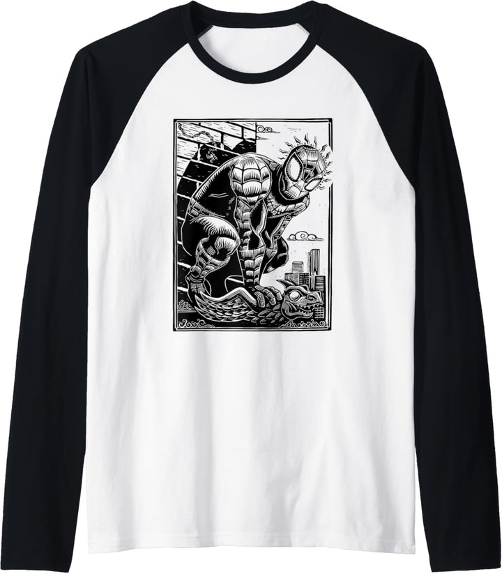 Marvel Spider-Man Linocut White Raglan