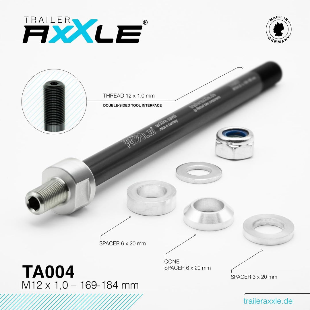 Trailer AxXle | Steckachse für Fahrradanhänger mit Universal-Adapter | Verschiedene Gewinde & Längen