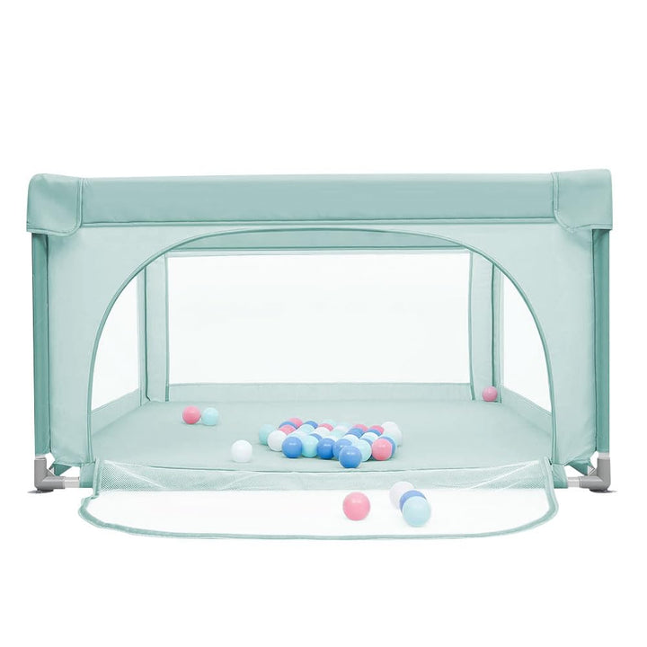 Baby Laufstall, Laufgitter klappbar, Ein-Knopf-Faltung & Sicherheitsschlössern, Krabbelgitter mit Ne