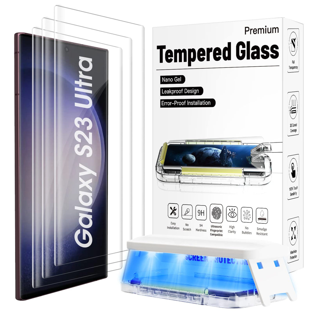 Ni-SHEN 3 Stück Panzer Schutz 9H Glas Schutzfolie Displayschutz 3D Gebogen Folie Fingerabdruck-ID Un