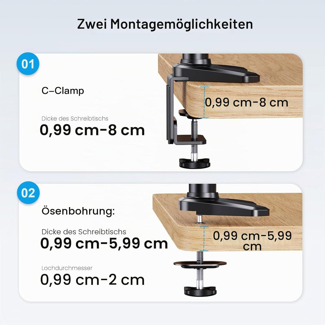 HUANUO Monitor Halterung 3 Monitore für 17-32 Zoll Bildschirme, Bildschirmhalterung 3 Monitore Höhen