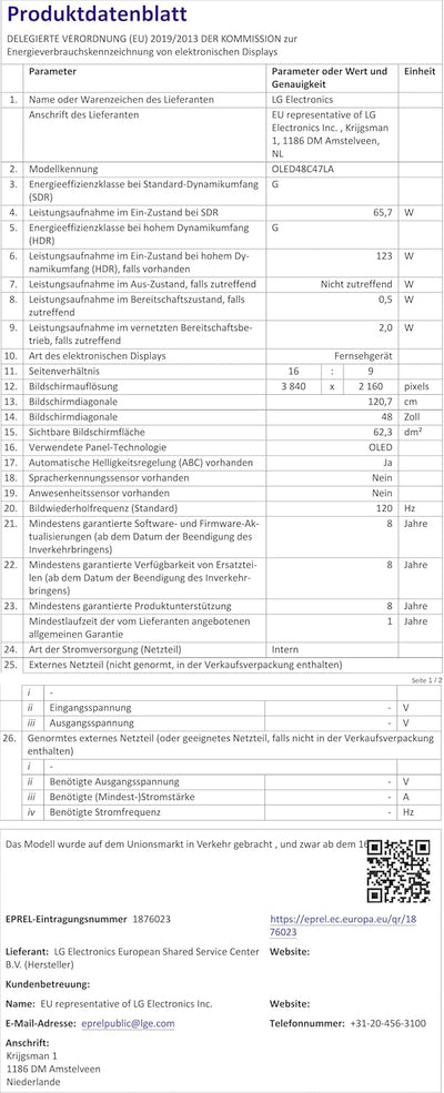 LG OLED48C47LA TV 48" (121 cm) OLED evo Fernseher (α9 Gen7 4K AI-Prozessor, webOS 24, Dolby Vision,