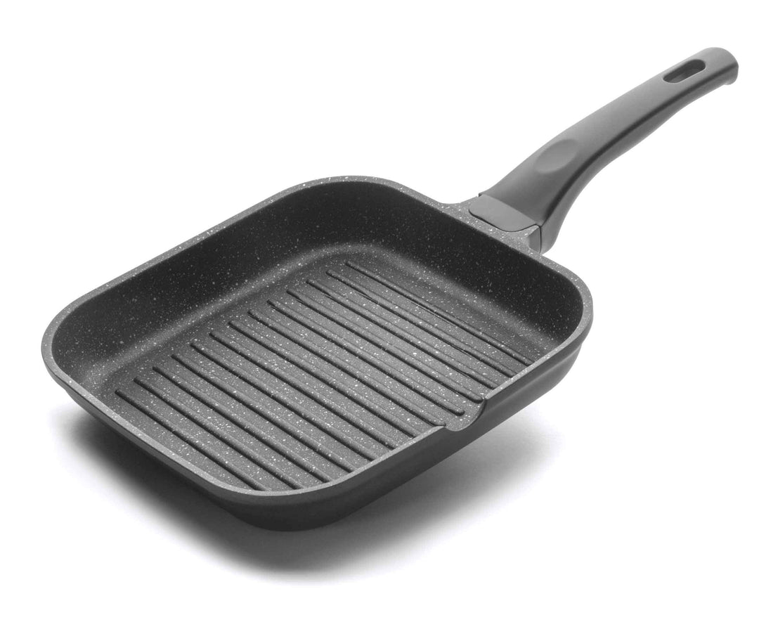 LACOR - 24125 - Grillpfanne glatt Eco Stein 24 cm - schwarz 24x24 cm Grill, 24x24 cm Grill