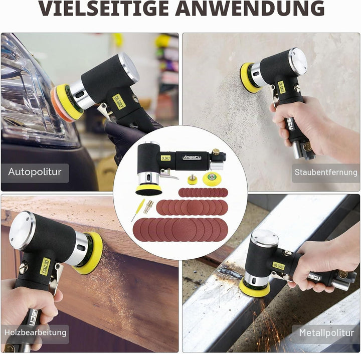 Mini Druckluft Poliermaschine Exzenterschleifer Schleifmaschine Polierer 25mm 50mm 75mm Schleifschei