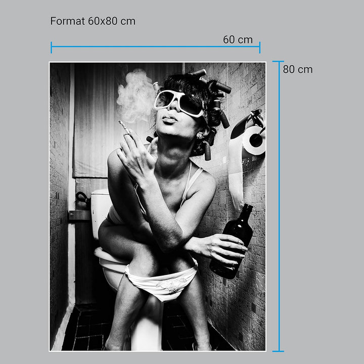 wandmotiv24 Poster als Wanddeko, Grösse 80x60cm, Frau im Bad, Sonnenbrille, Fotografie, Schwarz Weis