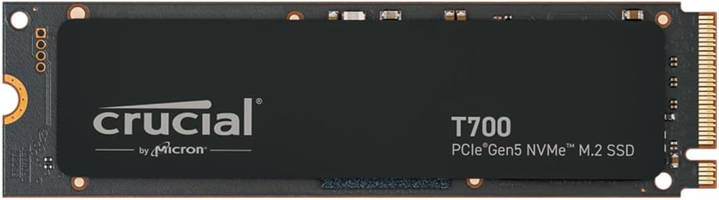 Crucial T700 4TB Gen5 NVMe M.2 SSD - Bis zu 12.400 MB/s - DirectStorage-fähig - Gaming, Fotografie,