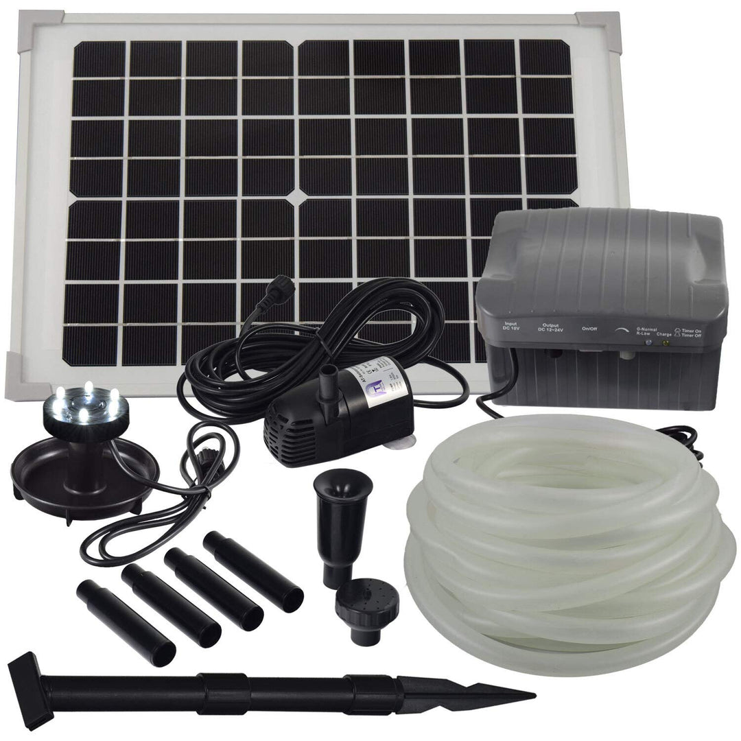 Agora-Tec® Solar Bachlauf - Pumpen - Set mit Akku und LED Licht AT-10W-BLH-V2.0_monokristallin