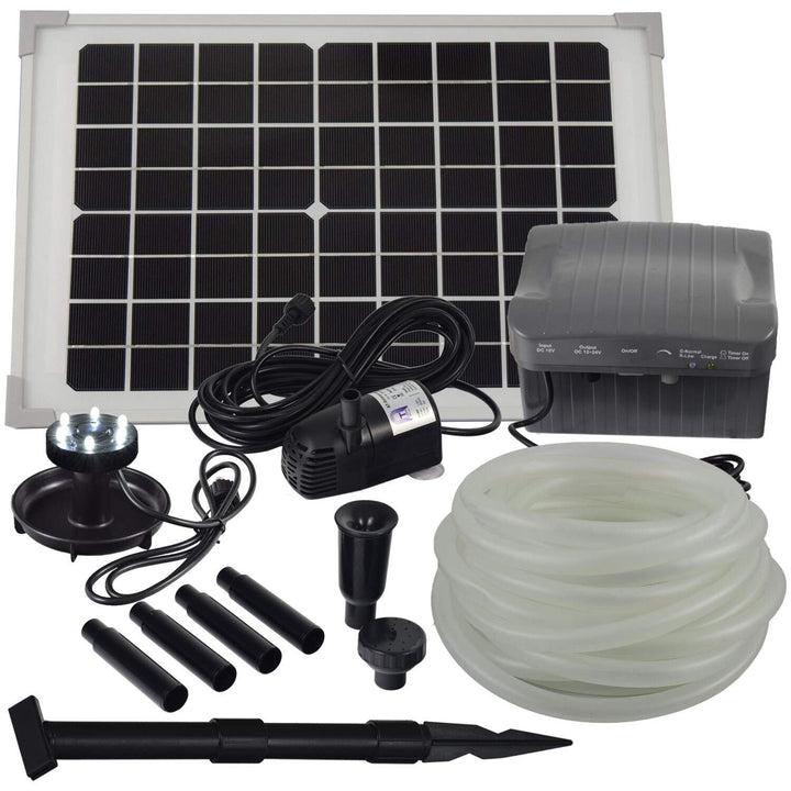 Agora-Tec® Solar Bachlauf - Pumpen - Set mit Akku und LED Licht AT-10W-BLH-V2.0_monokristallin