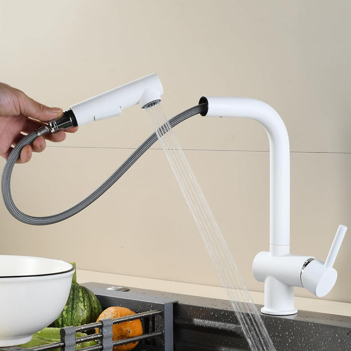 Mischbatterie Küche Ausziehbar mit Brause, Küchenarmatur 360° Schwenkbar Einzelgriff Wasser Kalt und