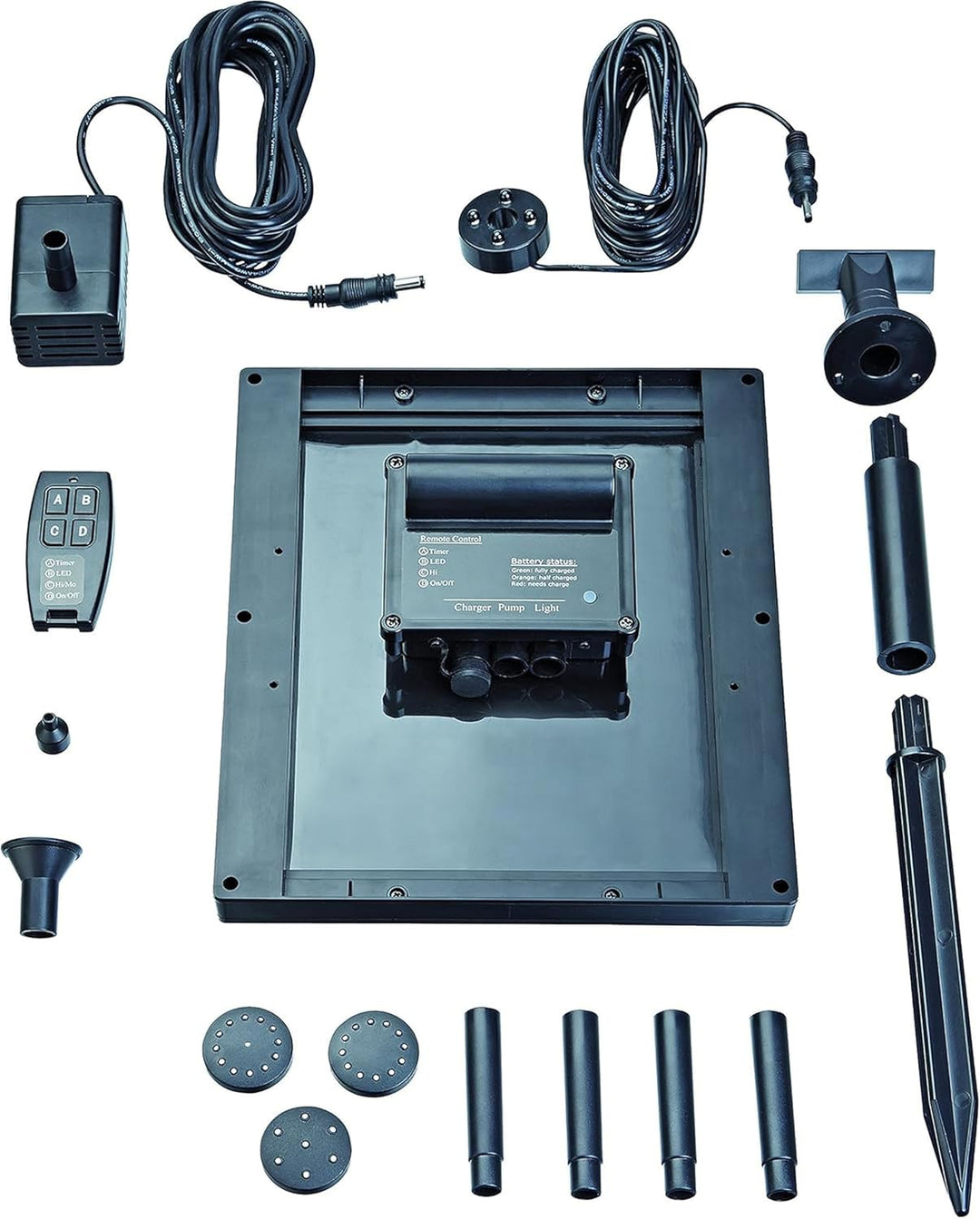 Pontec 43324 PondoSolar 250 Control - Solarwasserspielpumpe mit Akku und LED-Beleuchtung / Solarstro