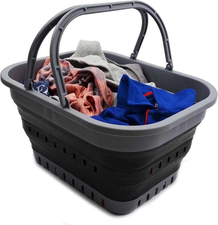 SAMMART 9.2L & 19L Faltbare Wanne mit Griff - Tragbarer Picknickkorb/Krater für den Aussenbereich -