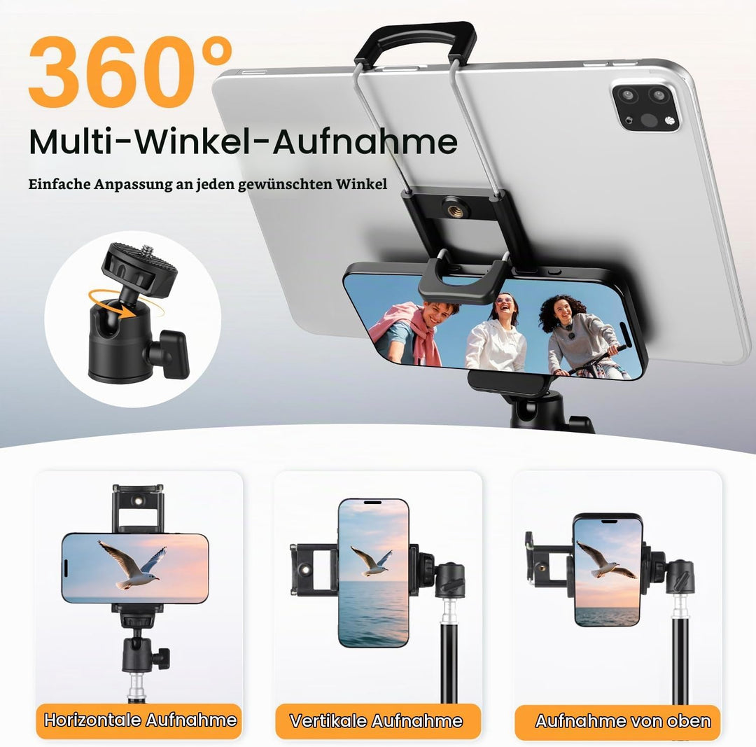 200cm Kamera Stativ, Leichtes Camera Tripod mit 360°Drehkugelkopf, Tragbar Fotografie Lichtstativ, A