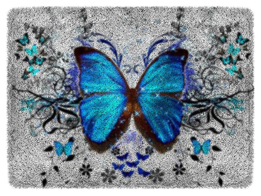 ROCKY&CHAO Knüpfhaken-Teppich-Set, DIY Knüpfhaken Schmetterling Teppich Making für Erwachsene Kinder