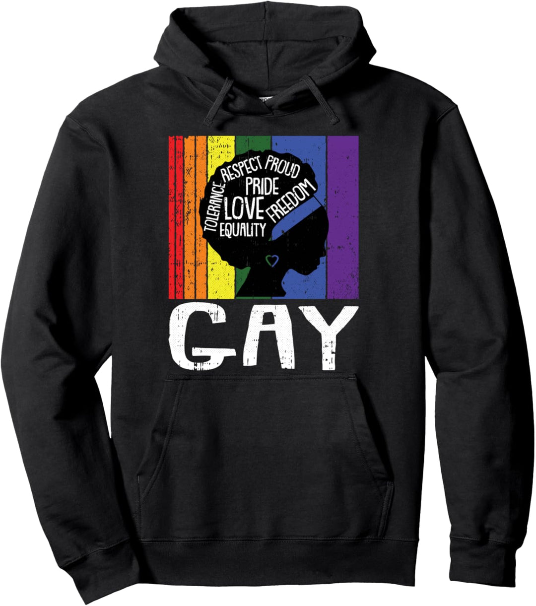 Gay Pride LGBT-Q Proud Ally Retro Inspirational Woman Pullover Hoodie
