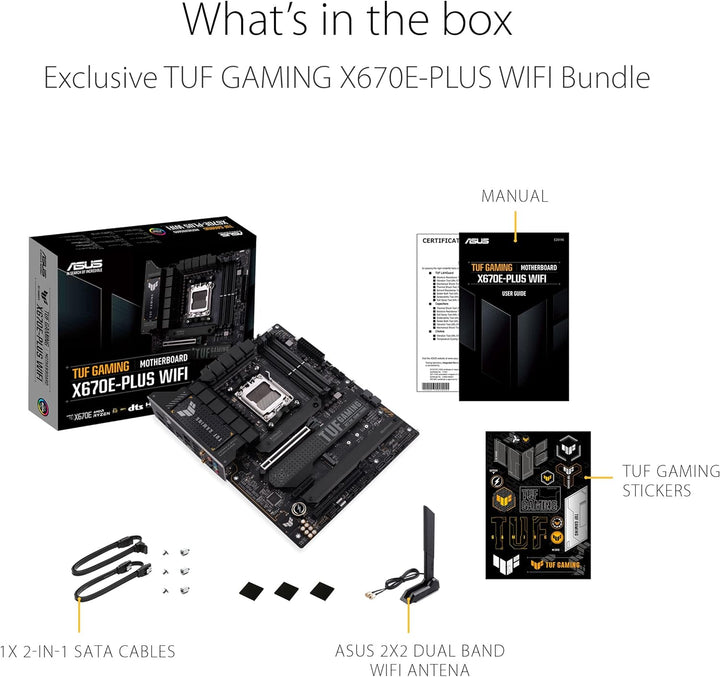 ASUS TUF GAMING X670E-PLUS WIFI Mainboard Sockel AMD AM5 (Ryzen 7000, ATX, PCIe 5.0, DDR5-Speicher,