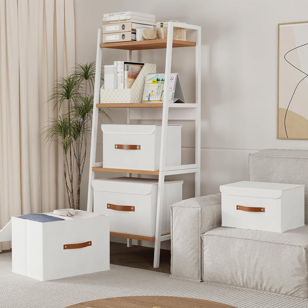 Yawinhe 5 Stück Aufbewahrungsbox mit Deckel, Faltbare Stoffboxen, Waschbare, für Schlafzimmer, Kleid