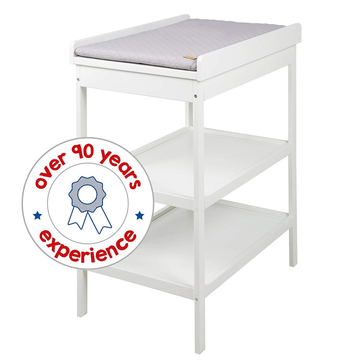 roba Wickelregal inkl. Wickelauflage roba Style grau - Platzsparender Wickeltisch - Holz weiss lacki
