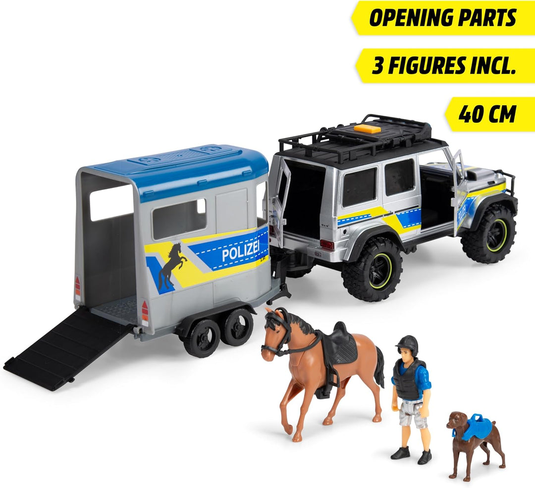 Dickie Toys - Police Horse Trailer (40 cm) - Mercedes-Benz G 500 4x4 Polizei-Auto mit Pferdeanhänger