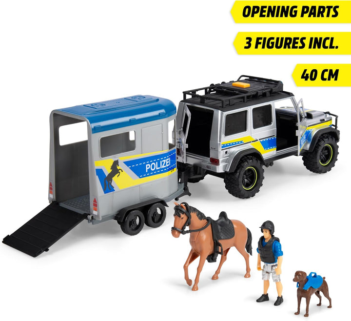 Dickie Toys - Police Horse Trailer (40 cm) - Mercedes-Benz G 500 4x4 Polizei-Auto mit Pferdeanhänger