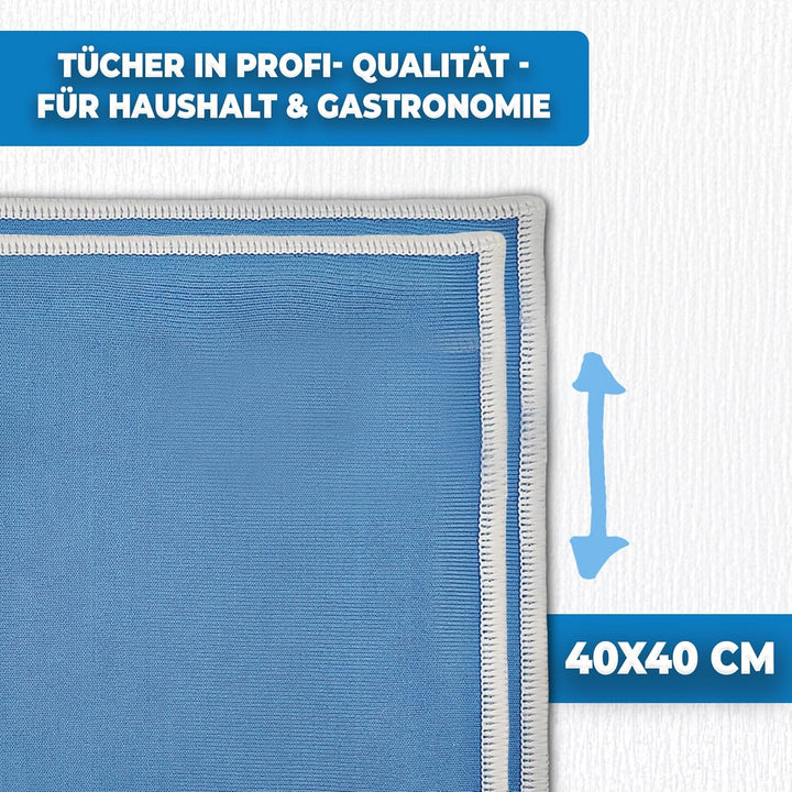 10X Microfaser Glastuch 40x40cm f. Nass- und Trockenreinigung von glatten Oberflächen | Fenstertuch